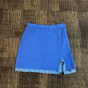 Blue Skirt with Lace Trim